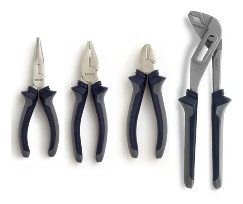 Set 4 Pinzas Bremen Haus 6" - Pico Loro + Universal + Alicate + Media Caña | Kit Completo Profesional