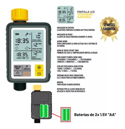 Temporizador Digital Riego Sensor Lluvia Timer Controlador KONAN KTIM/01
