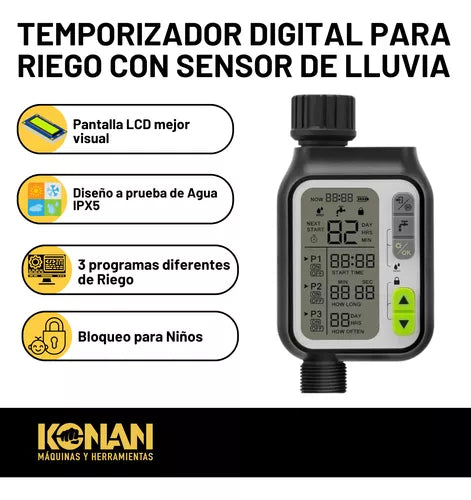 Timer Digital Para Riego 3/4 Temporizador Controlador KONAN KTIM/02