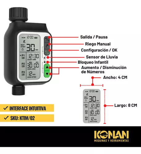 Timer Digital Para Riego 3/4 Temporizador Controlador KONAN KTIM/02
