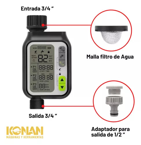 Timer Digital Para Riego 3/4 Temporizador Controlador KONAN KTIM/02