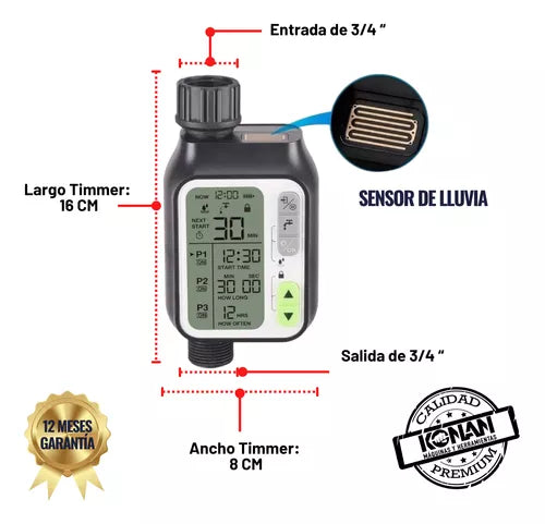 Timer Digital Para Riego 3/4 Temporizador Controlador KONAN KTIM/02