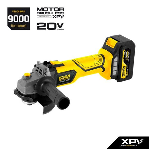 Amoladora Angular KONAN KA0820BV 115mm 20V Brushless - Kit Completo Batería 4.0Ah Cargador