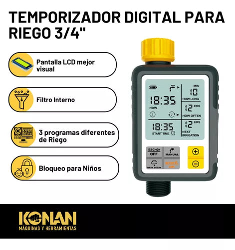 Temporizador Digital Riego Sensor Lluvia Timer Controlador KONAN KTIM/01